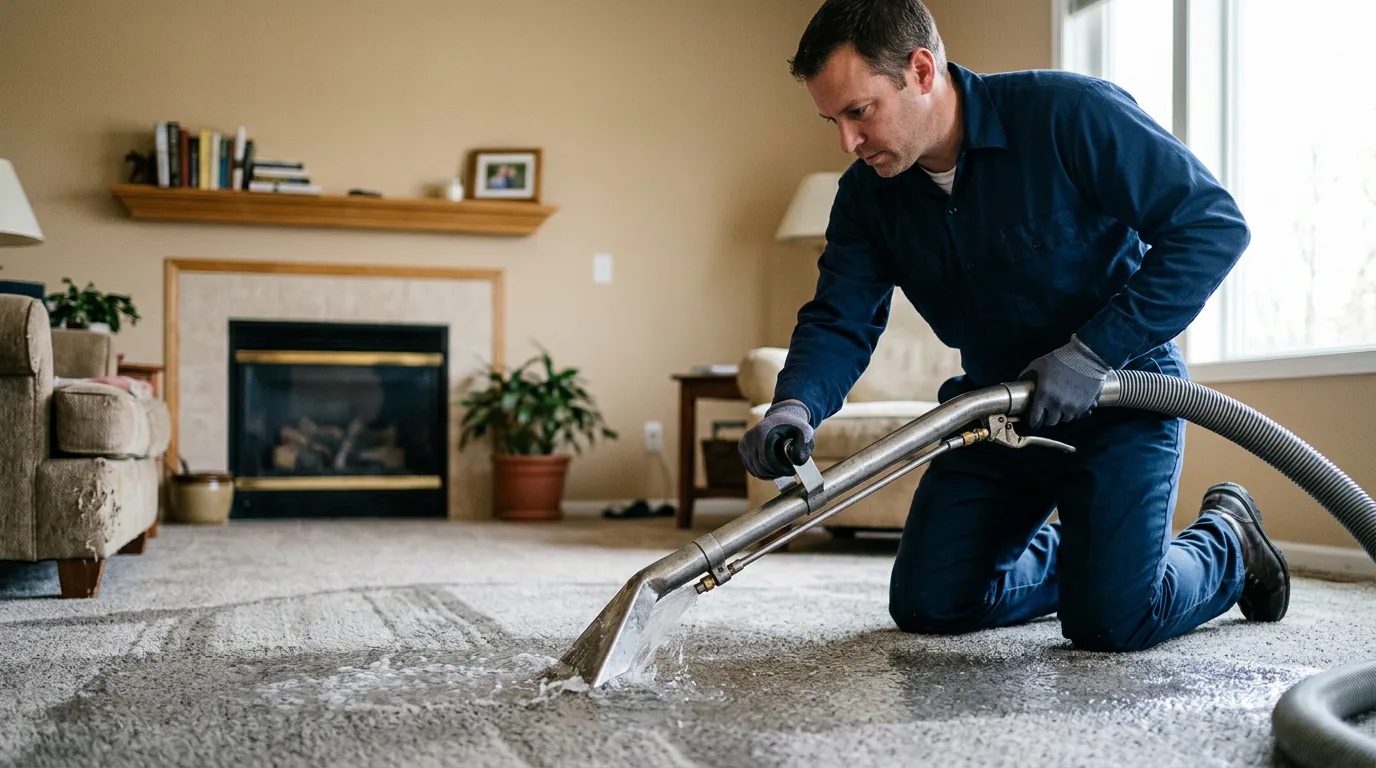 Water damage restoration technician working near Jamestown, NC